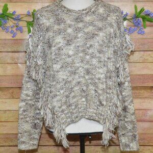 Dear John Ladies Brown Cable Knit Tassel Sweater Size M Pullover Chunky Warm